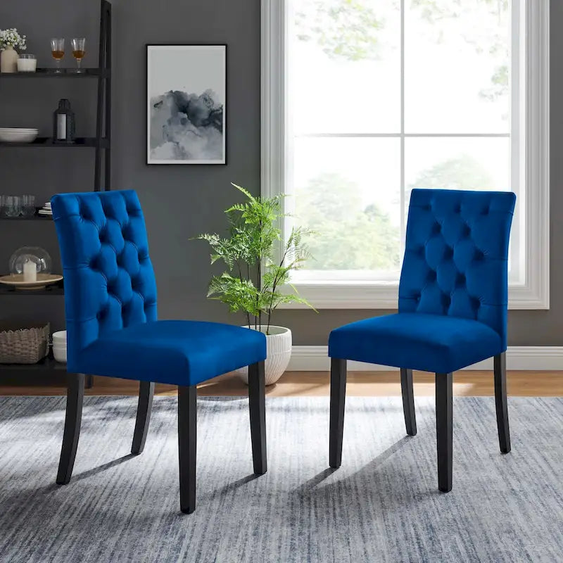 Mottled Fabric Accent Chairs with Black Wood Legs | 2 Chairs