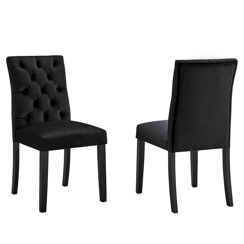 Mottled Fabric Accent Chairs with Black Wood Legs | 2 Chairs