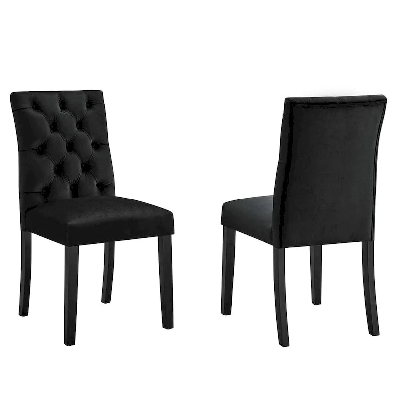 Mottled Fabric Accent Chairs with Black Wood Legs | 2 Chairs