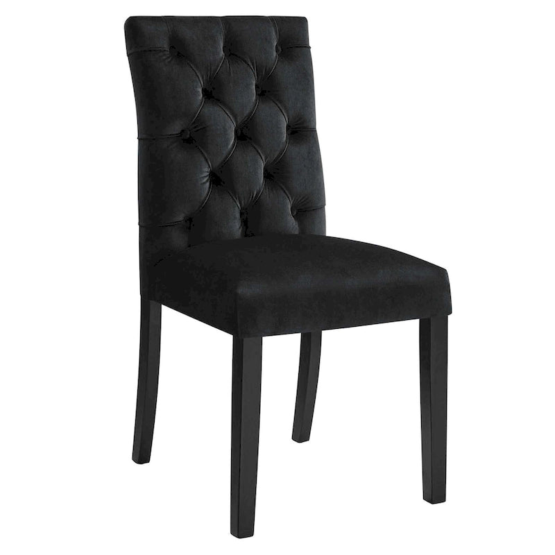 Mottled Fabric Accent Chairs with Black Wood Legs | 2 Chairs