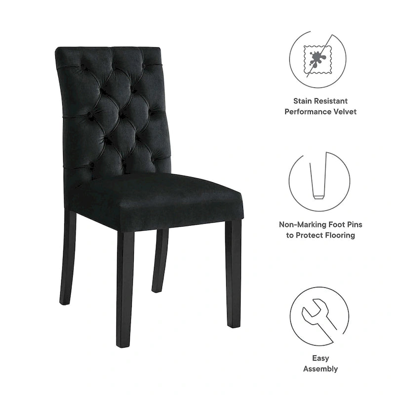 Mottled Fabric Accent Chairs with Black Wood Legs | 2 Chairs