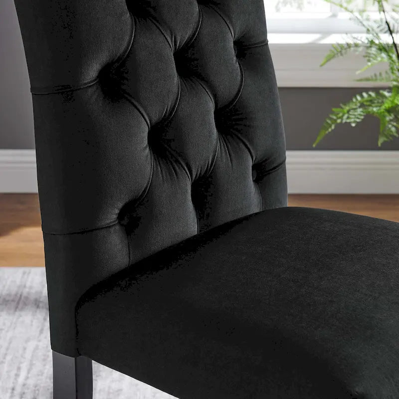 Mottled Fabric Accent Chairs with Black Wood Legs | 2 Chairs