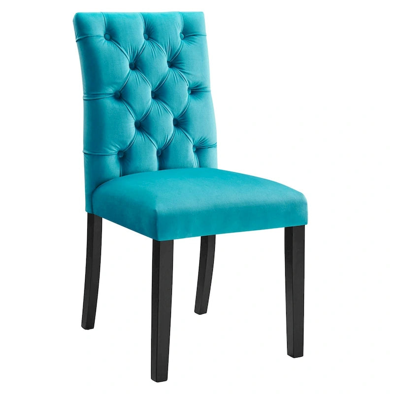 Mottled Fabric Accent Chairs with Black Wood Legs | 2 Chairs