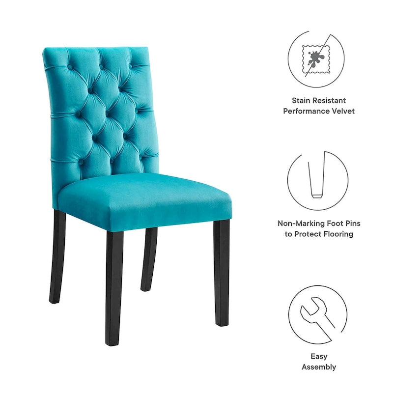Mottled Fabric Accent Chairs with Black Wood Legs | 2 Chairs