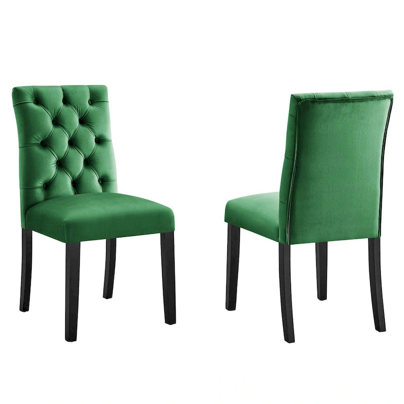 Mottled Fabric Accent Chairs with Black Wood Legs | 2 Chairs