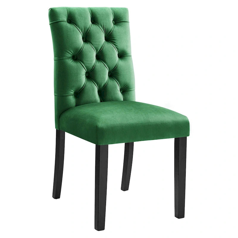 Mottled Fabric Accent Chairs with Black Wood Legs | 2 Chairs