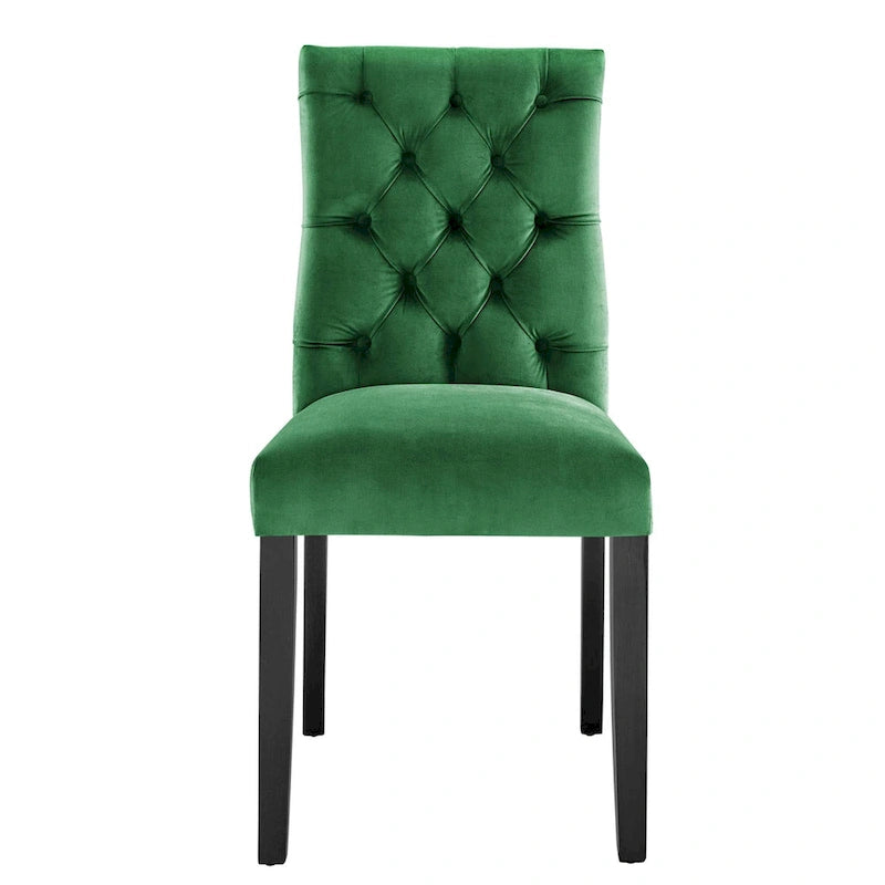 Mottled Fabric Accent Chairs with Black Wood Legs | 2 Chairs
