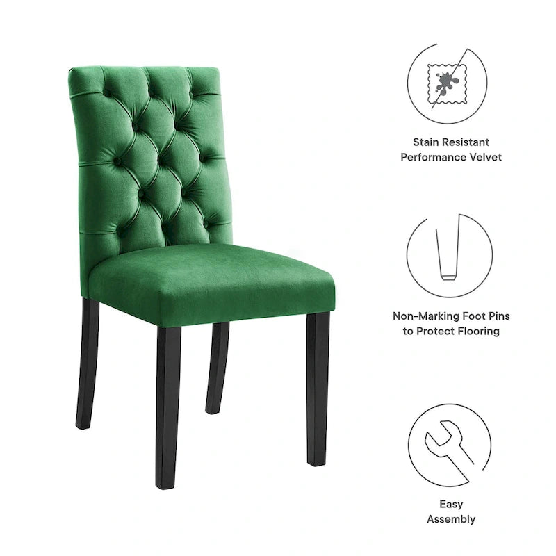 Mottled Fabric Accent Chairs with Black Wood Legs | 2 Chairs