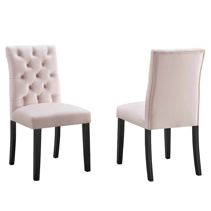Mottled Fabric Accent Chairs with Black Wood Legs | 2 Chairs