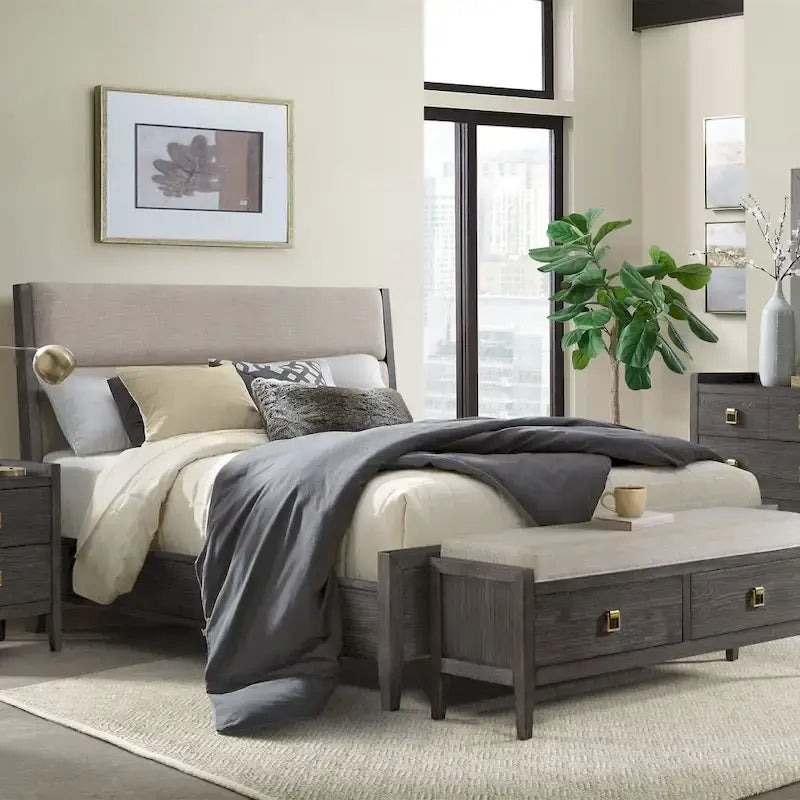 Queen Platform Bed | Rattan Headboard, 2 Drawers & Pull-Out Trundle