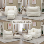 Boucle Deep Seat Armless Bean Bag Chair with Ottoman