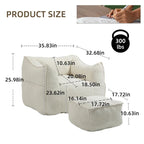 Boucle Deep Seat Armless Bean Bag Chair with Ottoman