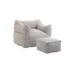 Boucle Deep Seat Armless Bean Bag Chair with Ottoman