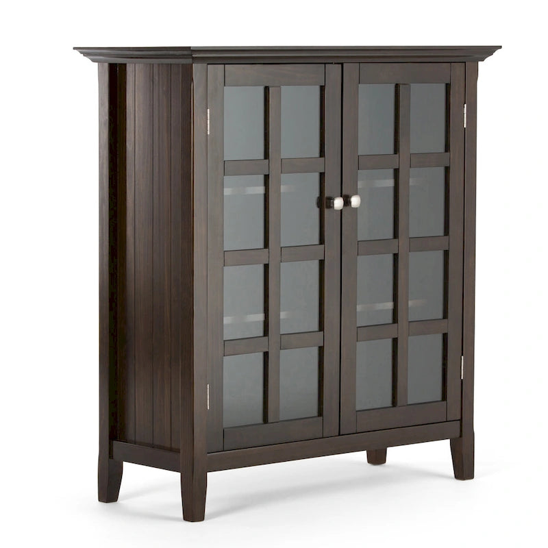 Normandy 39" Solid Wood Storage Cabinet | Tempered Glass Doors