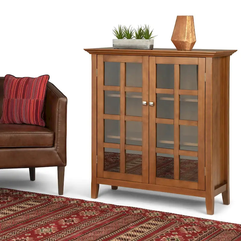 Normandy 39" Solid Wood Storage Cabinet | Tempered Glass Doors