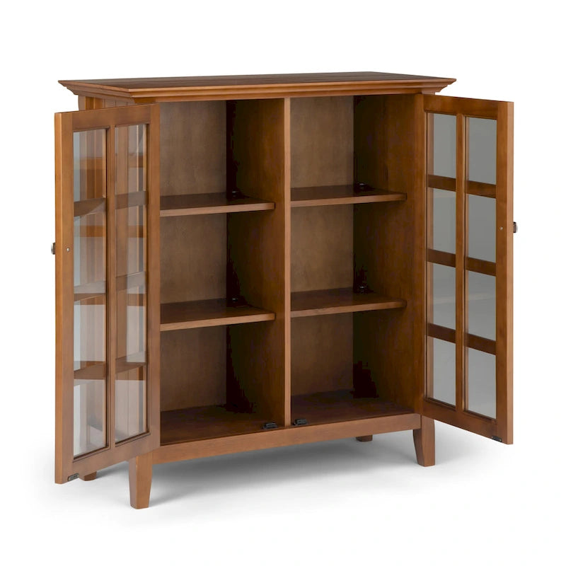 Normandy 39" Solid Wood Storage Cabinet | Tempered Glass Doors