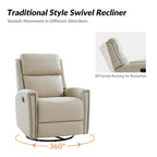 Fauteuil à oreilles inclinable et pivotant en cuir véritable de 30 po de largeur avec garniture cloutée, ensemble de 2