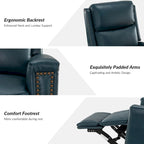 Fauteuil à oreilles inclinable et pivotant en cuir véritable de 30 po de largeur avec garniture cloutée, ensemble de 2