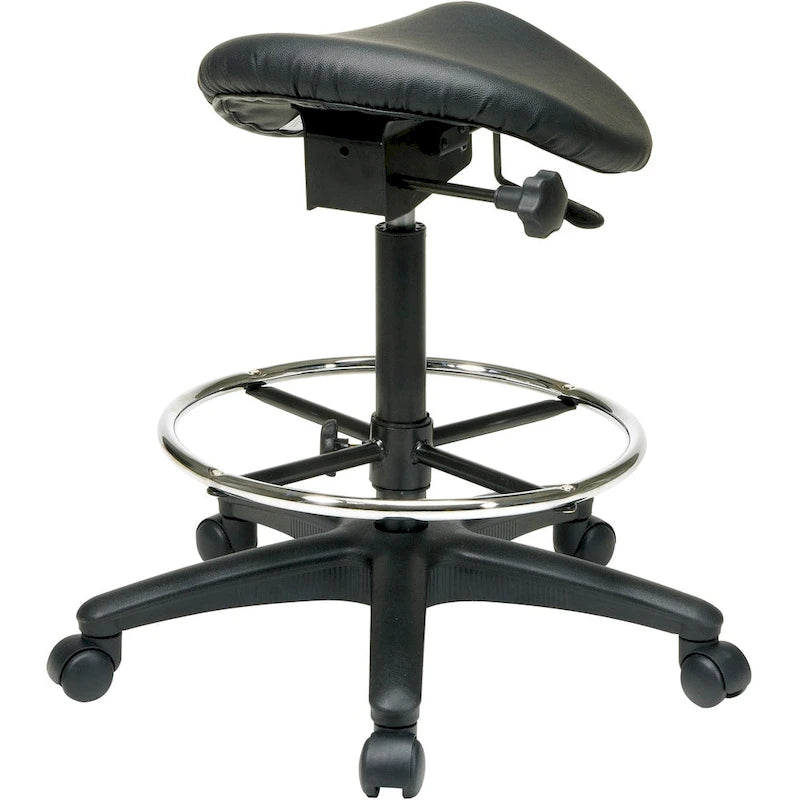 Backless Ergonomic Drafting Saddle Stool | Adjustable Height & Foot Ring