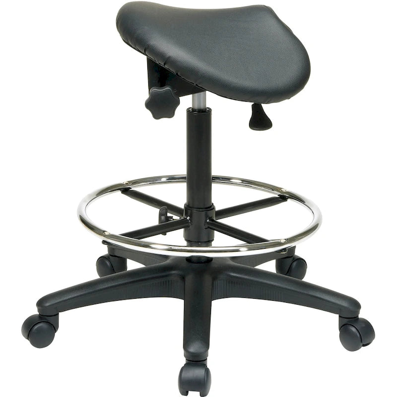 Backless Ergonomic Drafting Saddle Stool | Adjustable Height & Foot Ring