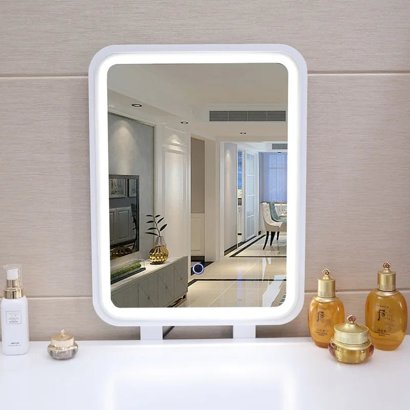 Modern Bedroom Vanity Table with LED Mirror & 2 Drawers