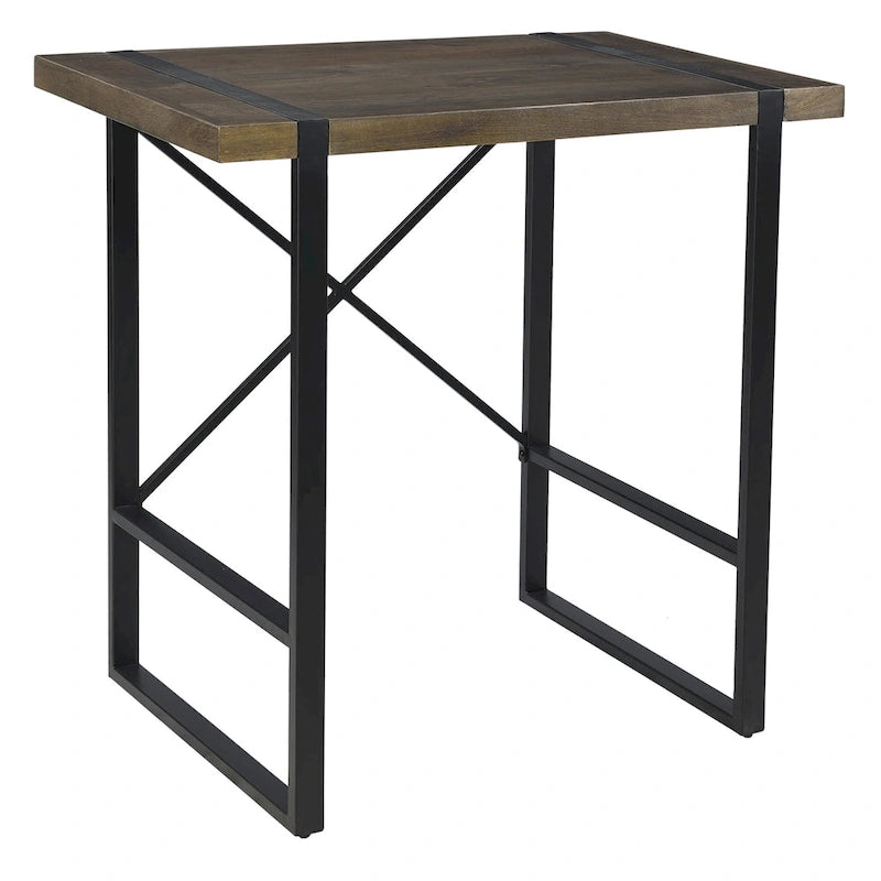36" Mango Wood & Metal Standing Desk with Iron Cross Base