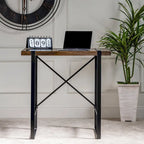 36" Mango Wood & Metal Standing Desk with Iron Cross Base