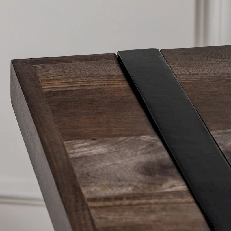 36" Mango Wood & Metal Standing Desk with Iron Cross Base