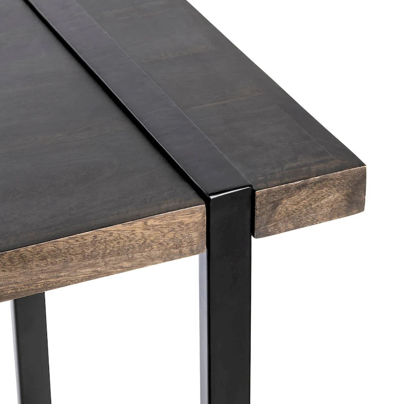 36" Mango Wood & Metal Standing Desk with Iron Cross Base