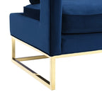 Avery Navy Velvet Accent Chair | Gold Legs & High-Density Foam