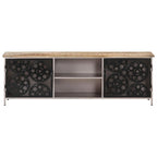 71" Faux Marble TV Stand for 80" TVs | 2 Cabinets & 2 Drawers | White