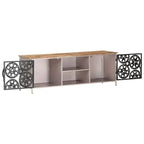 71" Faux Marble TV Stand for 80" TVs | 2 Cabinets & 2 Drawers | White
