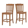 Chaises de comptoir en bois à dossier à lattes, lot de 2