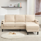 Green 6-Seater U-Shape Sectional Sofa | 3 Ottomans & Pillows Included