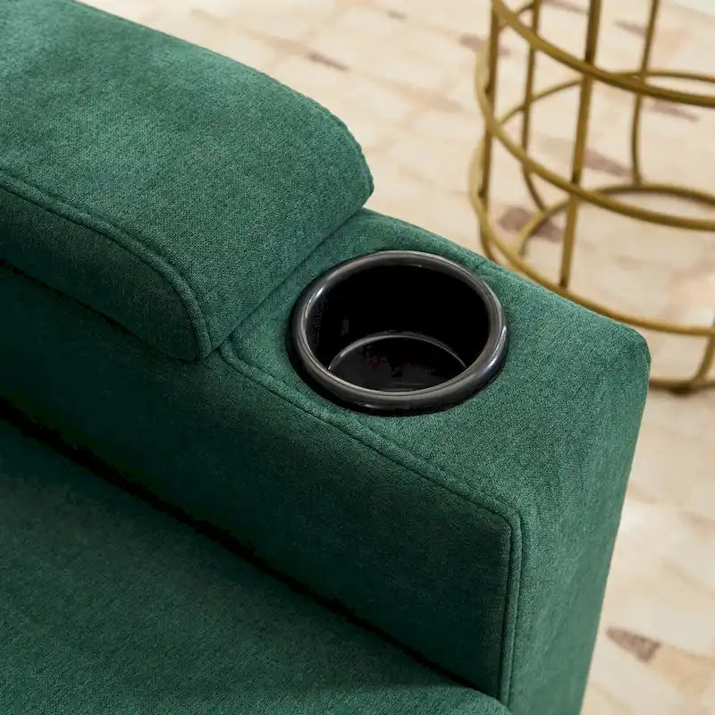 Green 6-Seater U-Shape Sectional Sofa | 3 Ottomans & Pillows Included