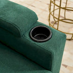 Green 6-Seater U-Shape Sectional Sofa | 3 Ottomans & Pillows Included