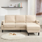 Green 6-Seater U-Shape Sectional Sofa | 3 Ottomans & Pillows Included