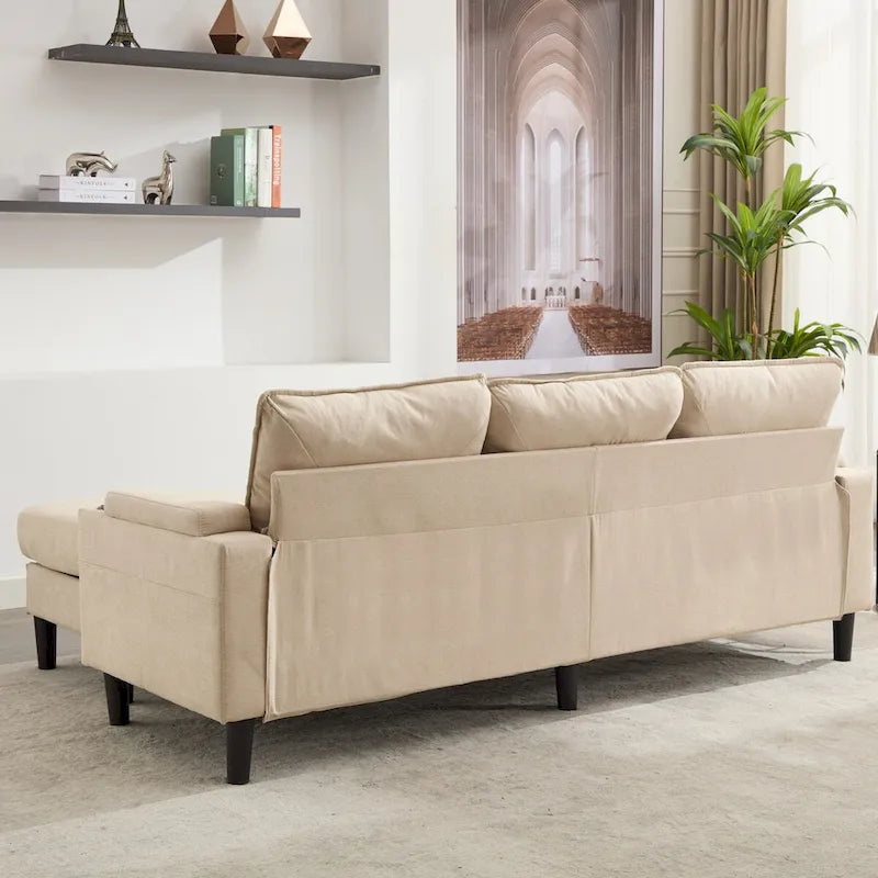 Green 6-Seater U-Shape Sectional Sofa | 3 Ottomans & Pillows Included
