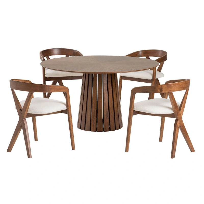 Table à manger ronde en noyer, style moderne du milieu du siècle