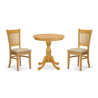 3-Piece Round Dining Table with 2 Chairs, Oak