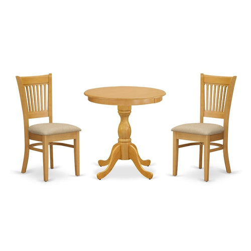 3-Piece Round Dining Table with 2 Chairs, Oak