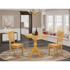 3-Piece Round Dining Table with 2 Chairs, Oak