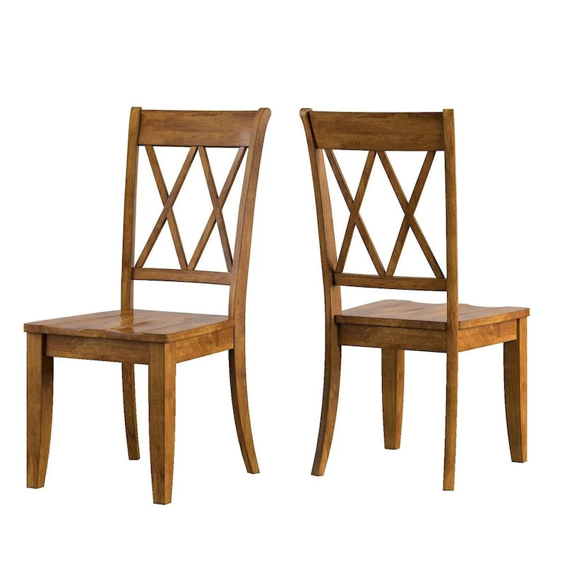 Chaise de salle à manger en bois à dossier croisé, lot de 2