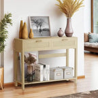 Industrial Entryway Console Table | Retro Grey Wood & Black Metal Frame