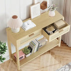 Industrial Entryway Console Table | Retro Grey Wood & Black Metal Frame