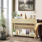 Industrial Entryway Console Table | Retro Grey Wood & Black Metal Frame