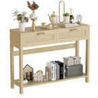 Industrial Entryway Console Table | Retro Grey Wood & Black Metal Frame