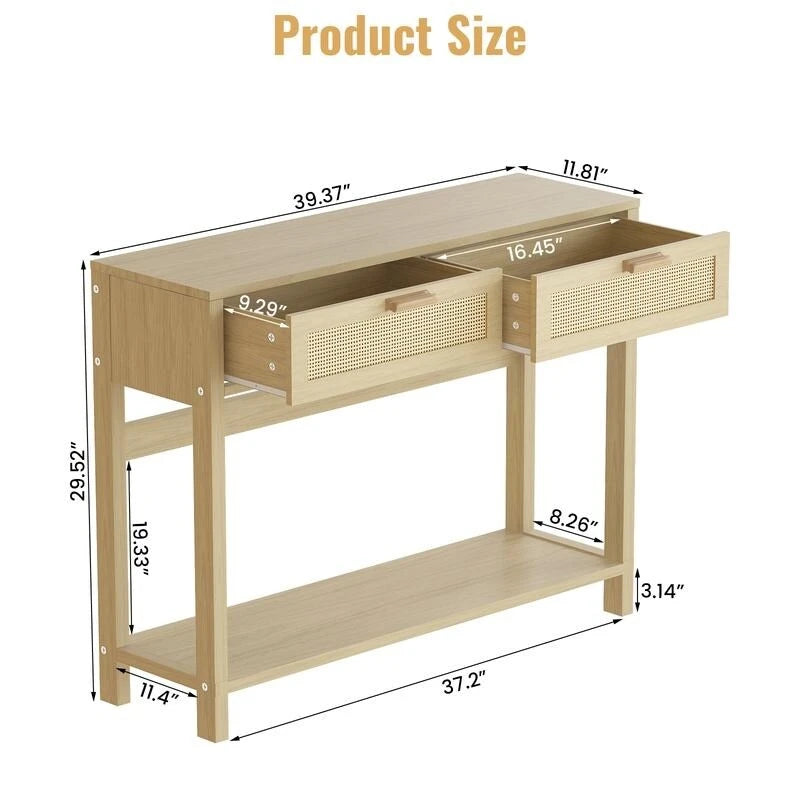 Industrial Entryway Console Table | Retro Grey Wood & Black Metal Frame