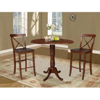 42" Round Bar Height Table with 2 Stools | Espresso Butcher Block