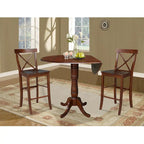 42" Round Bar Height Table with 2 Stools | Espresso Butcher Block